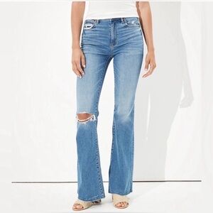 American Eagle Distressed Hi-Rise Flare Jeans